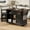 Black, variant on Harper & Bright Designs Kitchen Island with Drop Leaf and Wheels, Kitchen Storage Cart with 4 Door Shelves, Farmhouse Rolling Kitchen Island with Power Outlet and Visual Glass Door, Black