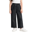 thumbnail image 3 of Krdevn Kids' Solid Color Cotton Gauze Pants, Elastic Waist Loose Wide Leg Summer Pants,Black, 3 of 6