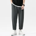 thumbnail image 2 of hoksml Mens Sweatpants Casual Thin Solid Folk-custom Straight-leg Wide-leg Ankle-Length Pants Clearance, 2 of 5