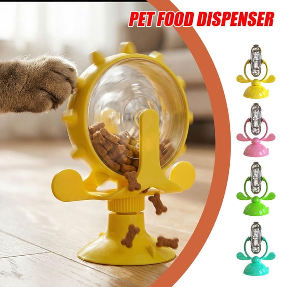 interactive Cat toy, Cat Puzzle Feeder, Slow Feeder Cat, 9X5 in, Rose Pink, 1 Pc, Cat Entertainment for indoor Cats, Spinning Paddle, Food Dispensing, Mental Stimulation (178