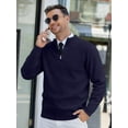 thumbnail image 2 of HAOMEILI Men's Quarter Zip Up Sweaters Slim Fit Lightweight Mock Neck Pullover Casual Polo Sweaters, 2 of 5