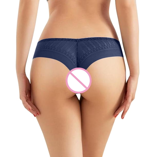 Gibobby Ropa interior bikini elástica para mujer Bragas retazos encaje sexy para mujer Lencería mujer Tanga encaje cintura cómoda(Azul, S)