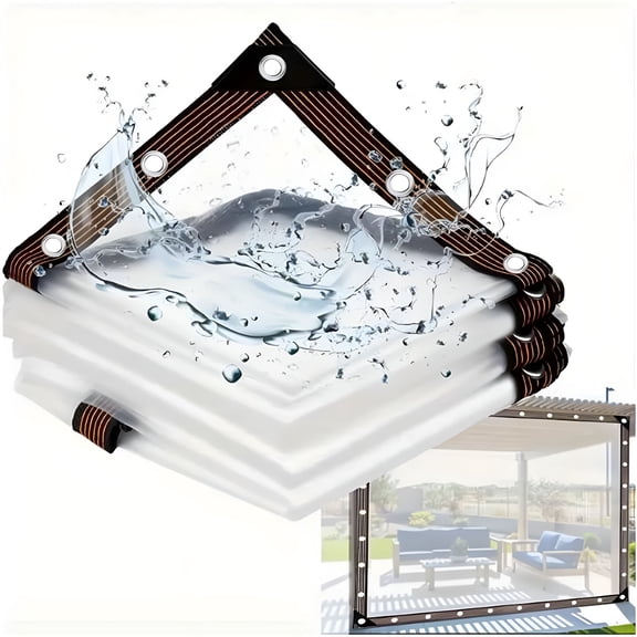 MISSMILE Clear Waterproof Tarps Heavy Duty Outdoor Garden Rainproof Covering,Clear Vinyl Tarp with Grommets,Transparent Waterproof Tarpaulin for Covering Henhouse Porch Canopy Plant Camping