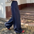 thumbnail image 4 of yunLCZ Wide Leg Pants Woman Women's Spring Summer Solid Color With Pockets And Drawstring Loose Casual Sweatpants Office Slacks, 4 of 4