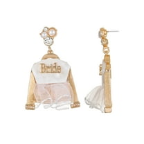 Packed Party Goldtone Here Comes The Bride Earrings, Female, Bridal Theme, 1 Pair