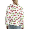 thumbnail image 7 of Fotbe Watermelon And Kiwi Pattern Womens Long Sleeve Hoodie, Pullover Hooded Sweatshirt, Kangaroo Pocket Hoodie with Eye-catching Drawstrings-Medium, 7 of 7