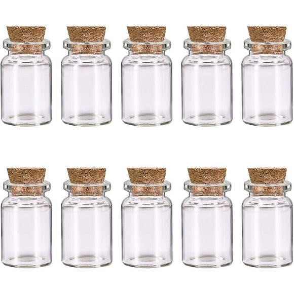 10 Pcs Small Glass Bottles With Cork Lids, Mini Glass Bottles With Stoppers Empty Spell Jars Small Message Bottles Tiny Wishing Bottles Miniature Poti