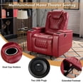 thumbnail image 4 of Bonzy Home Power Recliner Chair with USB Ports and Cup Holders - Overstuffed Electric Home Theater Seating PU Leather Reclining Furniture with Hidden Arm Storage - Red, 4 of 10