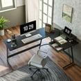 thumbnail image 2 of CubiCubi 67 x 47inch L Shaped Desk Modern Computer Home Office Writing Study Workstation Desk, Drawers Black, 2 of 7