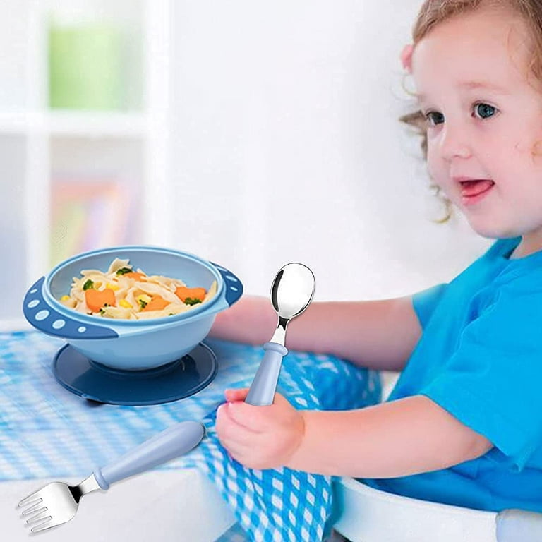 9 Pieces Toddler Utensils Stainless Steel Fork and Spoon Safe Baby  Silverware Set, Kid Safe Utensils Children's Flatware Kids Cutlery Set with  Round