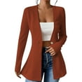thumbnail image 2 of Qetyuw Long Blazers for Women Slim Fit Waffle Knit Long Sleeve Work Office Coat Casual Button Blazer Jacket, 2 of 4