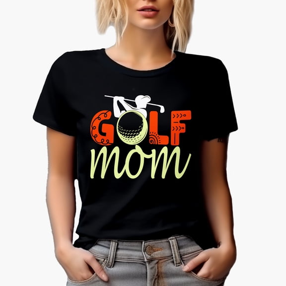 Golf Mom, Golf Player, Golfing or Golfer Themed Merch Gift, Black T-Shirt, Small