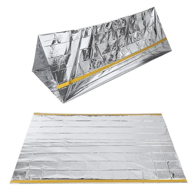Domqga Earthquake Emergency Survival Tent Cold Weather Thermal Reflective Outdoor Tent(Silver)