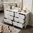 thumbnail image 4 of Senfot 6 Drawer Dresser, Large Wide Dresser TV Stand, Wooden Storage Chest of Drawers with Exquisite Metal Handles, Modern Drawer Organizer for Bedroom, Living Room, Entryway, Hallway, White, 4 of 6