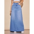 thumbnail image 3 of High-Waisted A-Line Maxi Denim Skirt With Pockets Light Wash-2, 3 of 30