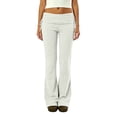 thumbnail image 2 of Inglocry Fold Over Lounge Pants for Women Y2K Low Rise Wide Leg Yoga Sweatpants Stretchy Foldover Pants Workout Bottoms 2026 White M, 2 of 4
