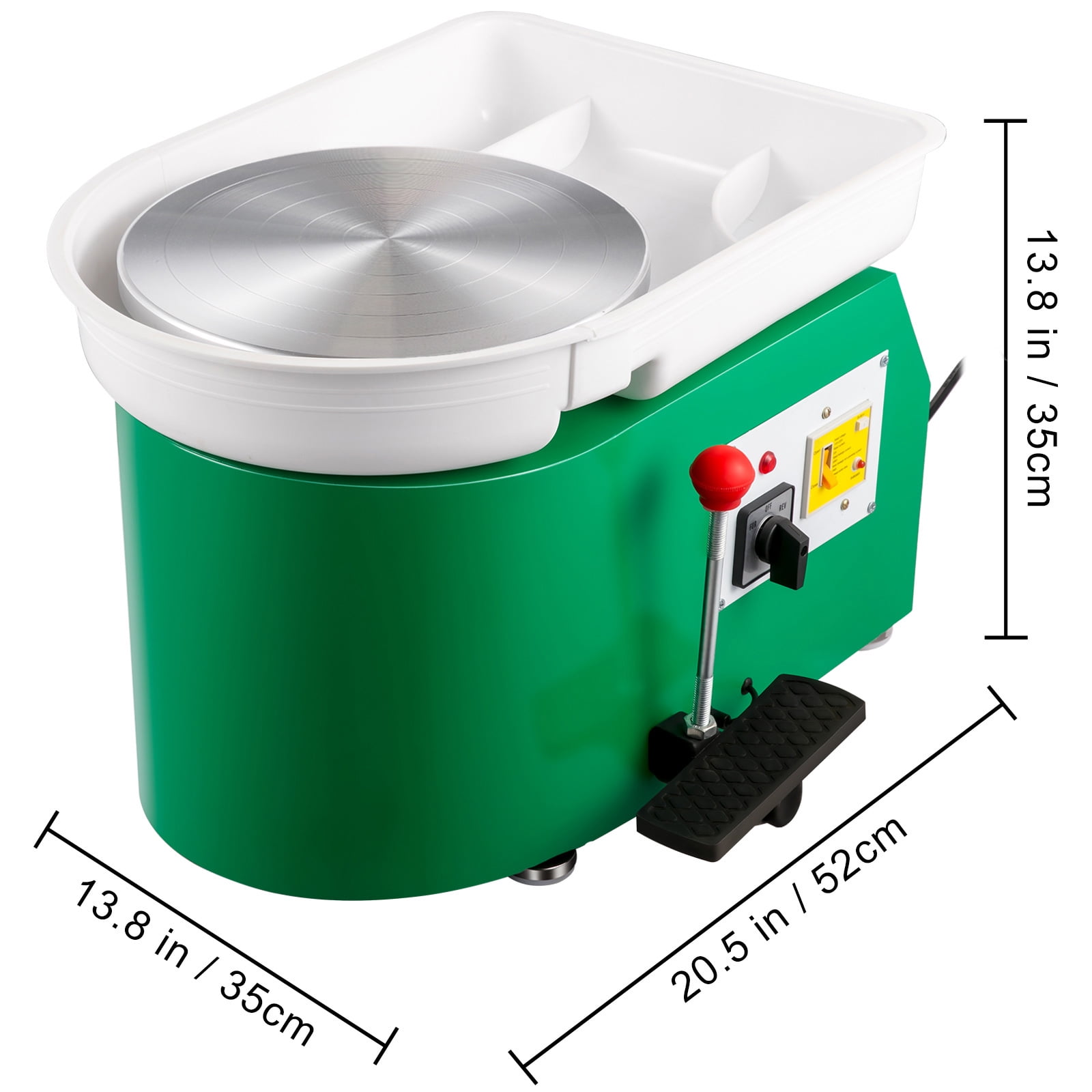 KFFKFF 11in 0-300RPM Ceramic Wheel, Pottery Wheel 350W Adjustable Speed Forming Machine, Sculpting Tools and Apron, Detachable Basin Manual and Foot Pedal Control for Art Craft Work and Home DIY