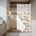thumbnail image 4 of Vintage Camel No Hook Shower Curtain with Snap in Liner Coconut Trees Bohemia Tribe Geometric Waterproof Bathroom Shower Curtain with See Through Top Window for Bathtub 54" x 78", 4 of 9