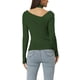thumbnail image 3 of SUÉTER DE MUJER DE MANGA LARGA CON ESCOTE EN V Y CHOKER, AJUSTE DELGADO, VERDE EJÉRCITO, TALLA S, 3 of 6