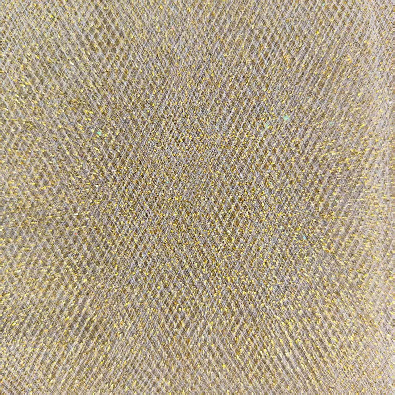 3 Yard Cut Glitter Tulle Fabric, Gold, 54" Wide for Apparel & Crafting, by Fuzhou