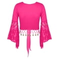 thumbnail image 6 of GJSYRH Womens 3/4 Sleeve Shrug Sheer Mesh Cardigans Tie Front Cropped Lightweight Bolero Shawl Top for Casual Going Out Hot Pink M, 6 of 6