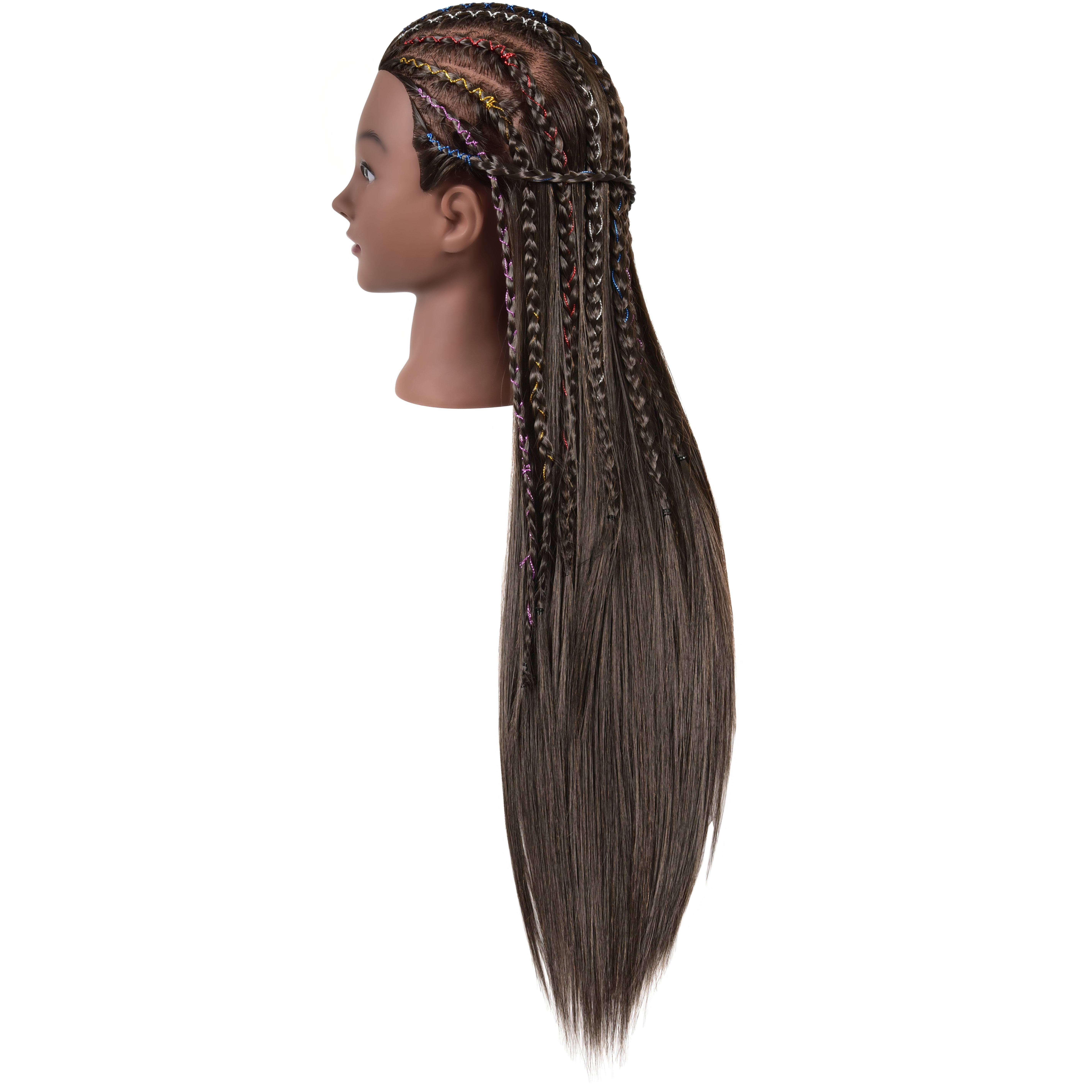 RYHAIR 30 inches Long 80% Human Hair Mannequin Head for Practice Braiding Styling Updos Cosmetology Barber Training Display with Stand