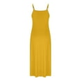 thumbnail image 4 of Ecqkame Fashion Women's Camis Maxi Dress Sexy Deep V Neck Sleeveless Dresses Solid Color Spaghetti Strap Dresses Yellow S, 4 of 6