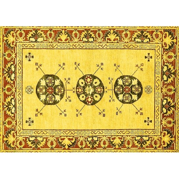 Ahgly Company Indoor Rectangle Abstract Yellow Modern Area Rugs, 2' x 5'