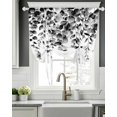 thumbnail image 5 of Grey Eucalyptus Tie Up Curtains for Window, Thermal Insulated Balloon Shade Adjustable Rod Pocket Curtains Valance Panels for Kitchen Bathroom Cafe 52 x 63 Gradient Retro Watercolor Leaves, 5 of 6