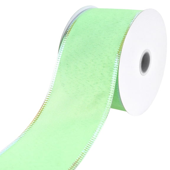 Homeford Classic Satin Metallic Edge Wired Ribbon, 2-1/2-inch, 10-yard, Light Green