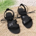 thumbnail image 4 of Xdegoge Lace Up Sandals for Women Gladiator Flat Shoes Ankle Wrap Strappy Open Toe Summer Casual Boho Footwear Dressy Beach Walking Slides Lightweight Ladies Fashion Wear, 4 of 8