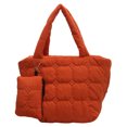 thumbnail image 1 of Cloud Totebag Puffy Bolso de mano para mujer de gran capacidad con una pequeña bolsa para colgar (naranja, 1 of 7