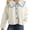 blue, variant on Women Fleece Cropped Jacket, Peter‑Pan Collar Bow Tie Button‑Front Long Sleeve Coat