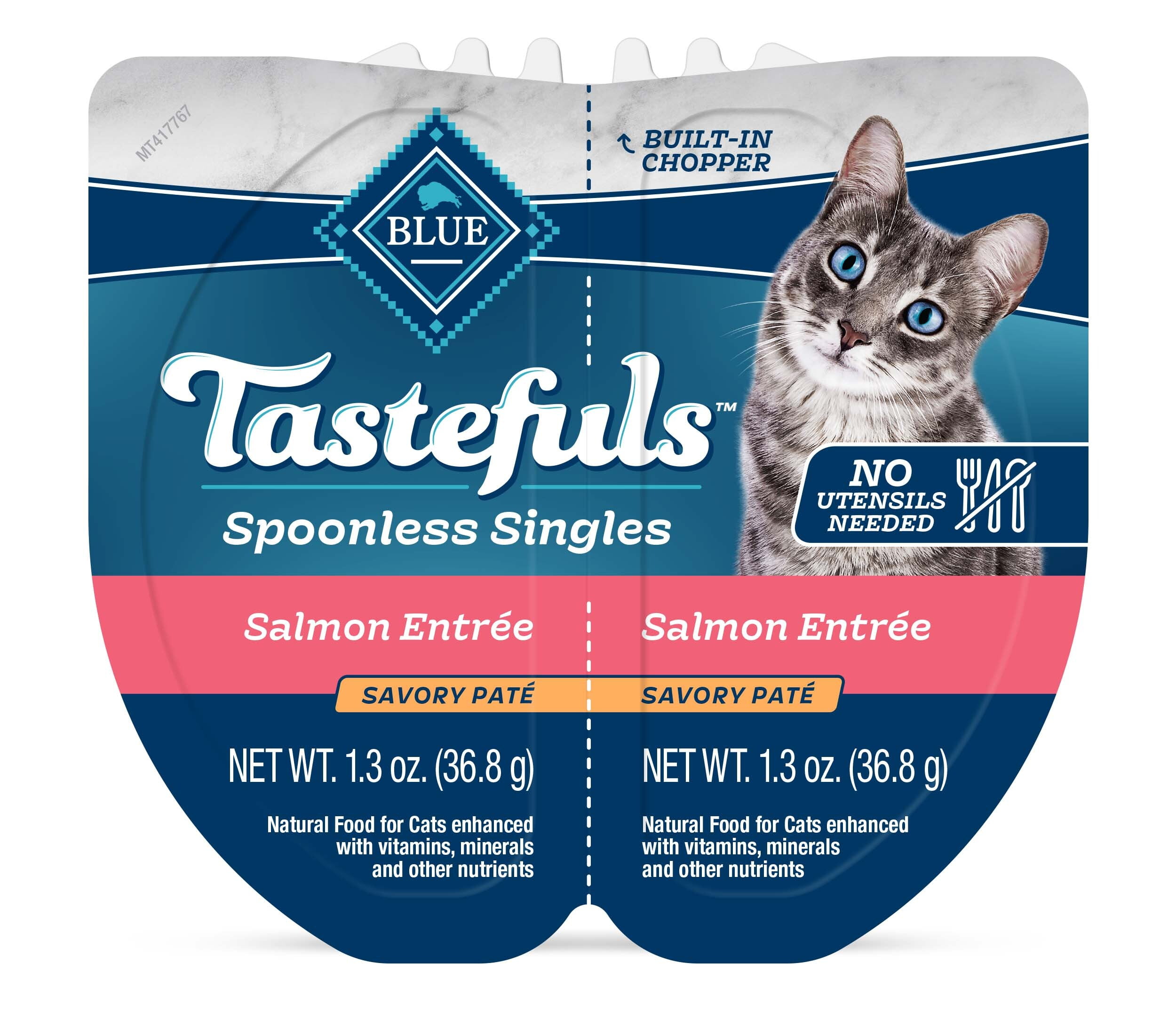 Blue Buffalo Tastefuls Spoonless Singles Salmon Pate Wet Cat Food for Adult Cats, 2.6-oz Twin-Pack Tray