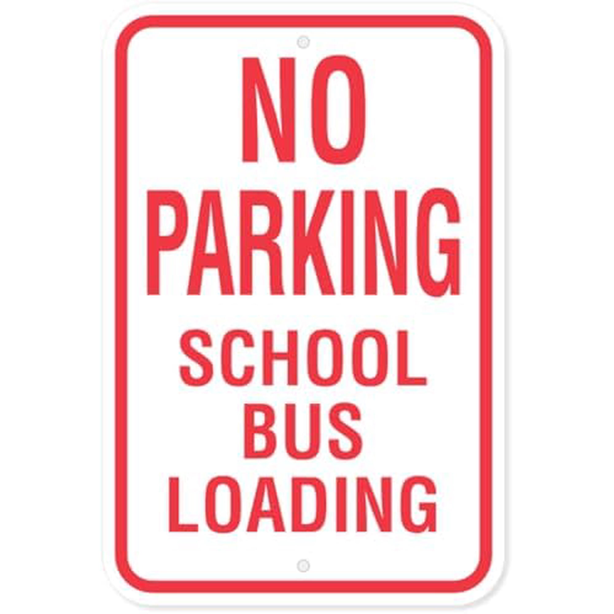 2 Pack Metal Tin Sign No Parking School Bus Loading 8 x 12 Inch–Clear Signage for Walls Fences