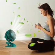 JeashCHAT Clip-on Fan , Small Desk Fan, Personal Cooling Fan with Sturdy Clamp, 3 Speeds 720 Degree Rotation USB Plug in Quiet Little Fan for Bedroom Office Dorm (Green)