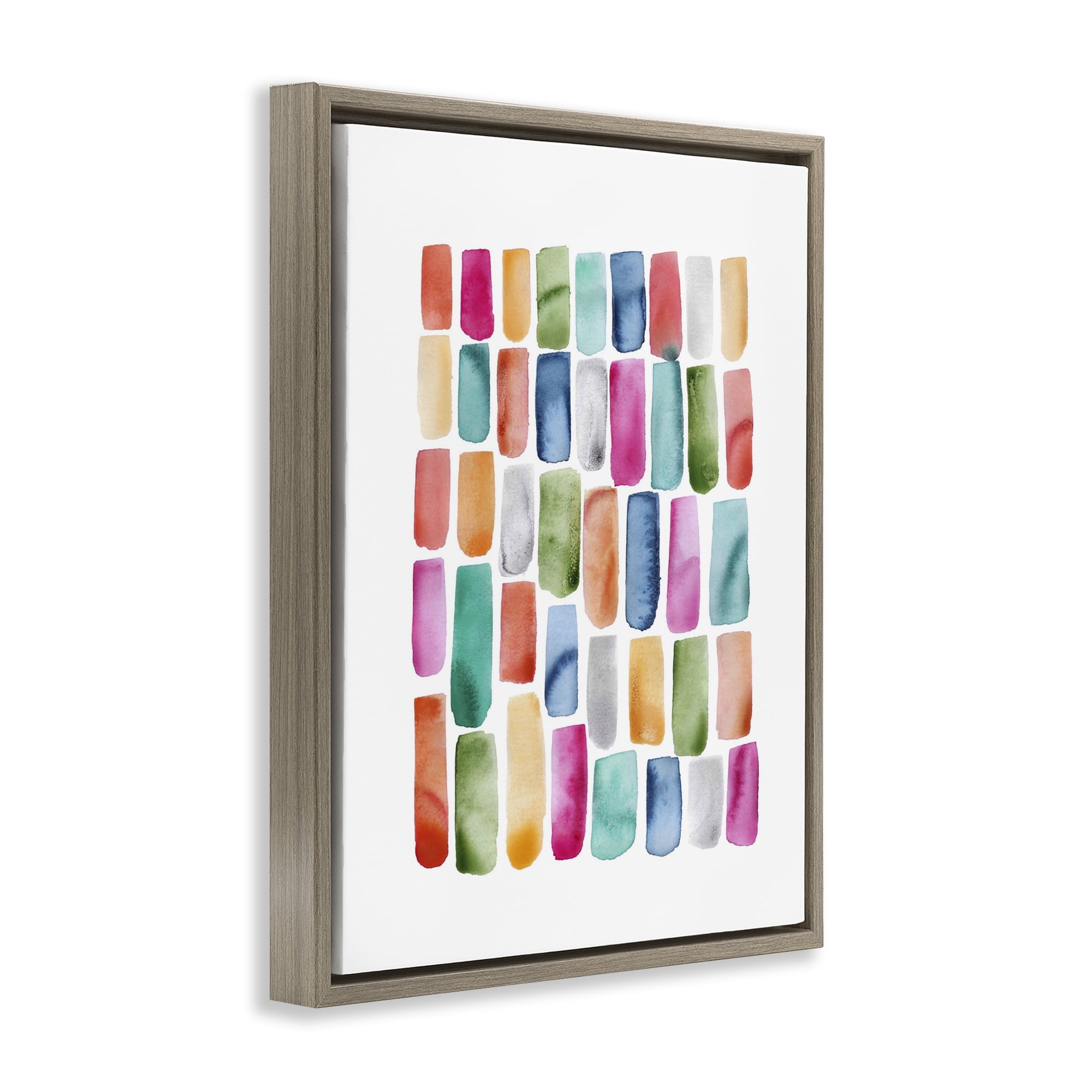 Stupell Industries Bright Abstract Brushstrokes Abstract Painting Brown Floater Framed Art Print Wall Art, 25 x 31