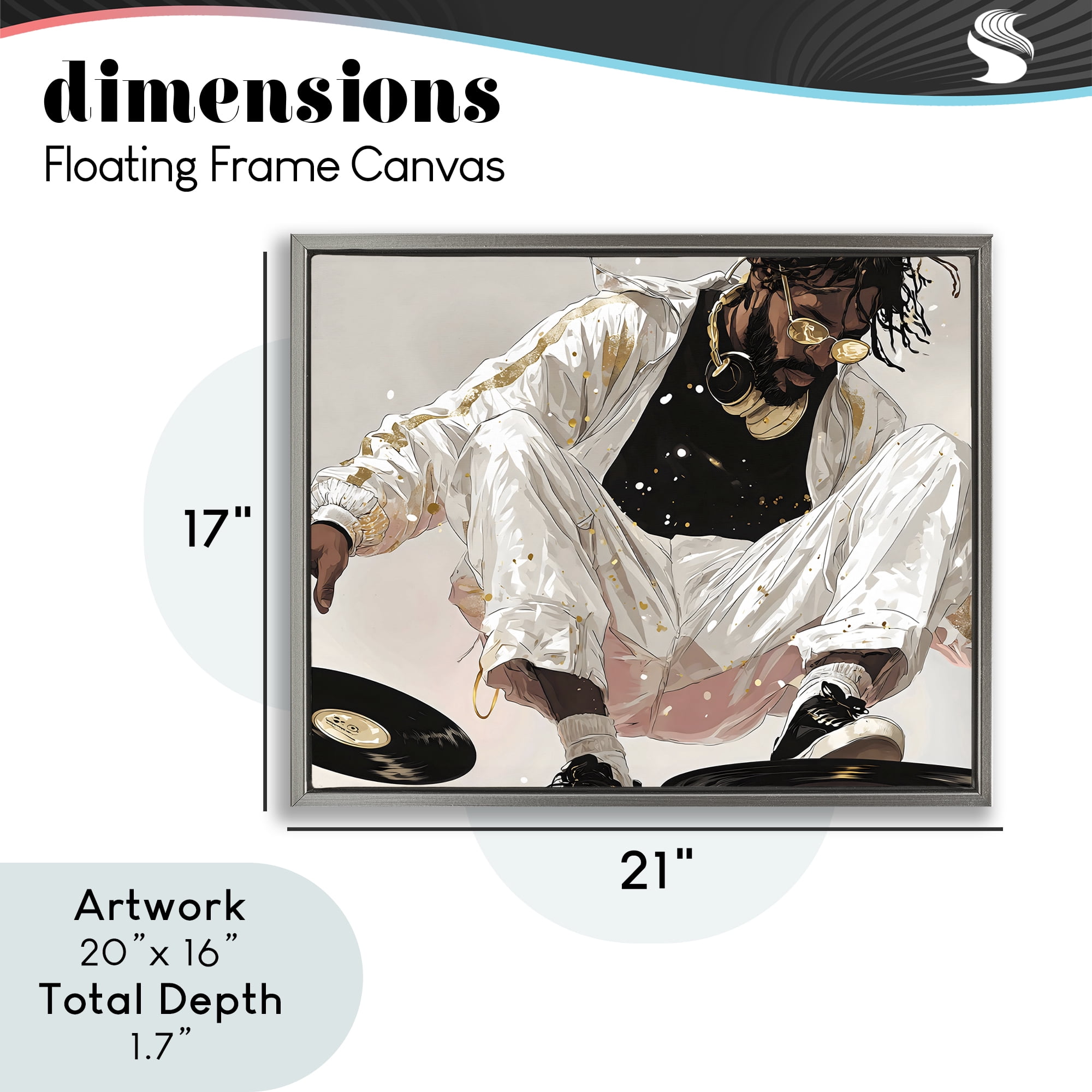 Stupell Industries Record Dance Stylish DJ Gray Framed Floater Canvas Wall Art, design by Franklyn Gregory