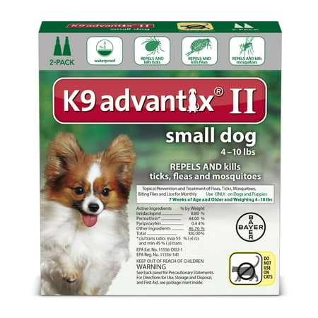 K9 Advantix II Flea and Tick Treatment for Small Dogs, 2 Monthly Treatments - Walmart.com