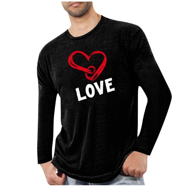 Lovzfmll Pyjama de Sport Imprimé Romantique Manches Longues Col Rond pour Hommes Noir, 2TG