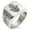 Silver, variant on Stainless Steel Evil Eye Hamsa Hand of Fatima Geometric Pattern Biker Style Polished Ring