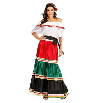 Leos Imports Black Mexican Dress, Large, 100% Cotton, Hand-Embroidered  Floral Design - Walmart.com