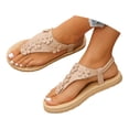 thumbnail image 3 of Womens Flat Thong Sandals Round Open Toe Flip Flops Slip On Slide Dressy Summer Beach Walking Shoes Flower Flats, 3 of 9