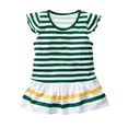 thumbnail image 4 of Cethrio Kids Girls Outfit Set, Flutter Sleeve Elastic Waist Stripe T-Shirts&Shorts Sets Green Size 1 T, 4 of 5