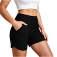thumbnail image 2 of Costeam Womens High Waisted Deep Side Pocket Biker Shorts Wide Elastic Tummy Control Waist Buttery Soft Quick Dry Four Way Stretch Breathable Yoga Running Athletic Lounge Bottoms, 2 of 7
