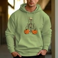 thumbnail image 4 of Men's 330g 100% Cotton Pattern Terry Dropped Shoulder Hoodie-Pumpkin Arm Skull, 4 of 15