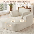 thumbnail image 3 of Muumblus Chaise Lounge Indoor, Cozy Lounge Chair Sleeper Sofa for Adults, No Assembly Required, Beige Corduroy, 3 of 9