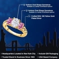 thumbnail image 2 of Gem Stone King 18K Yellow Gold Plated Silver White Moissanite and Pink Moissanite Filigree Style 3 Stone Ring for Women (2.42 Cttw, Oval 8X6MM and 6X4MM, Available in Size 5, 6, 7, 8, 9), 2 of 6