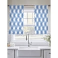 thumbnail image 6 of Sheer Curtain Panels Blue Check Plaid Rod Pocket Voile Window Curtains Geometric Pattern Window Treatments Ligh Filtering Privacy Curtain Drapes for Bedroom Living Room 2 Panel Set 45 Inch Length, 6 of 9