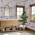 thumbnail image 4 of Paisley Peel and Stick Wallpaper 23.6in x 9.8ft Vintage Floral Paisley Soft Blues Pinks Contact Paper Vinyl Waterproof Self Adhesive Wall Paper for Bedroom Shelf Cabinet Renter Friendly, 4 of 8